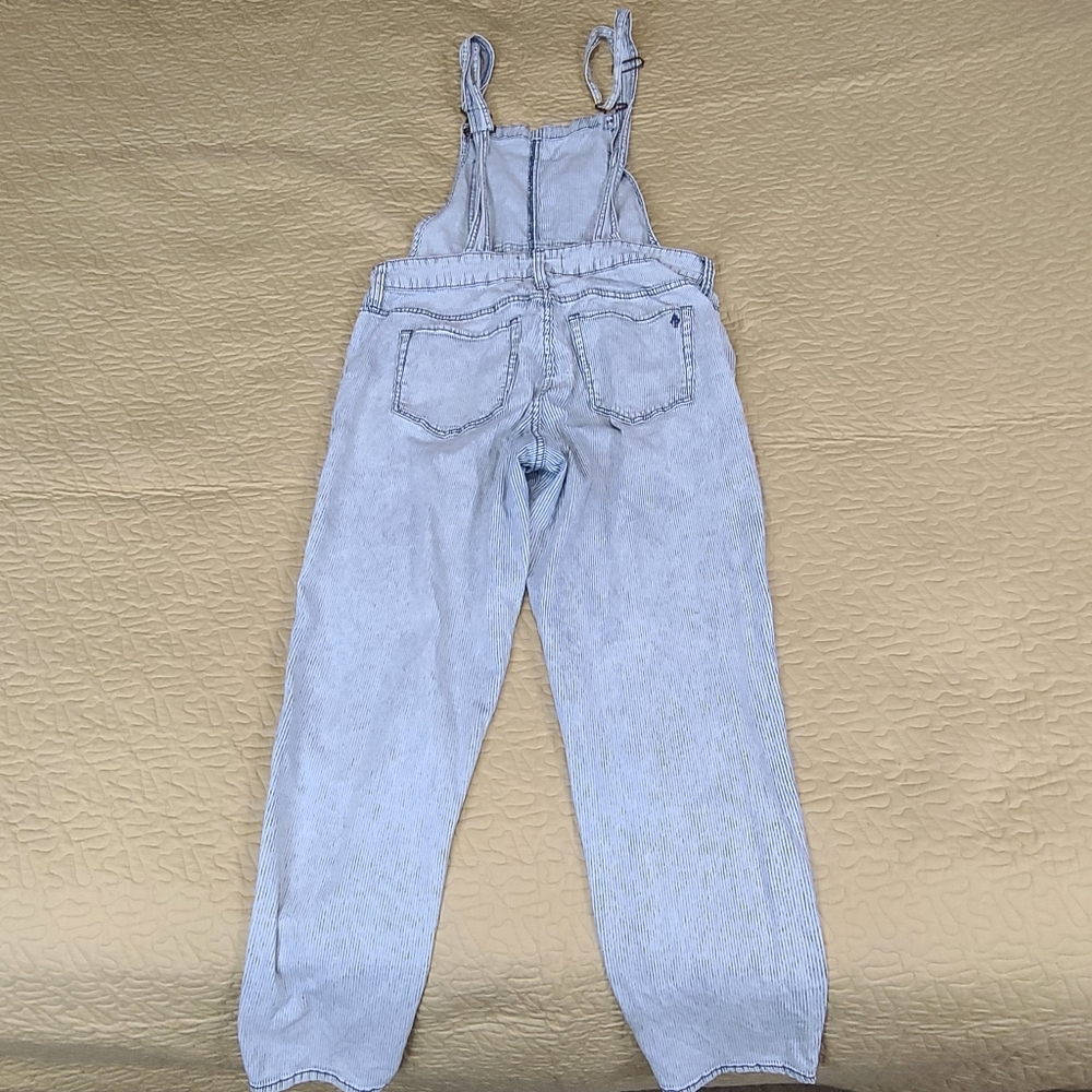 Abercrombie and Fitch Seersucker striped overalls size L - Picture 7 of 9